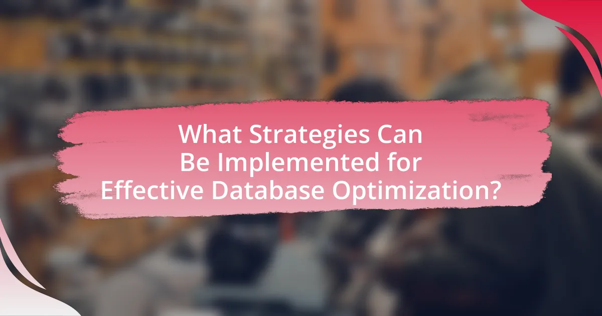 What Strategies Can Be Implemented for Effective Database Optimization?