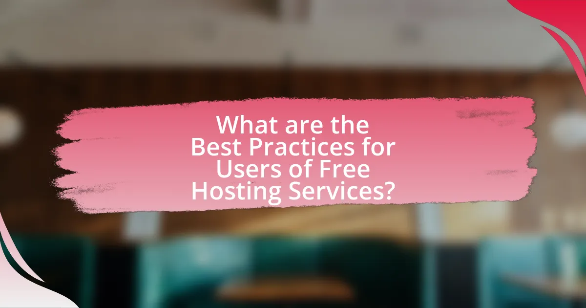What are the Best Practices for Users of Free Hosting Services?